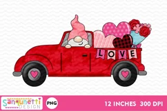 Gnome in truck Valentine Sublimation clipart Product Image 2