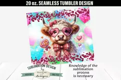 Valentine Highland Cow Glasses 20 oz Seamless Tumbler Wrap Product Image 2