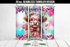 Valentine Highland Cow Glasses 20 oz Seamless Tumbler Wrap Product Image 1