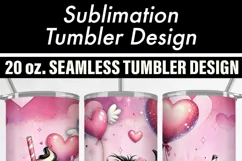 Valentine Black Highland Cow Balloons 20 oz Seamless Tumbler Product Image 4