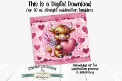 Valentine Highland Cow 20 oz Seamless Tumbler Wrap Design Product Image 3