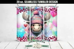 Valentine Moose in Knit Hat 20 oz Seamless Tumbler Wrap Product Image 1