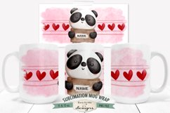 Valentine Panda Sign Mug Sublimation Wrap Design 11 &amp; 15 oz Product Image 2