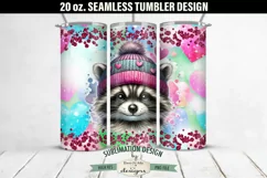 Valentine Raccoon in Knit Hat 20 oz Seamless Tumbler Wrap Product Image 1