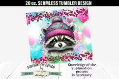 Valentine Raccoon in Knit Hat 20 oz Seamless Tumbler Wrap Product Image 2