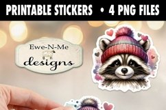 Raccoons in Hats Valentine Stickers | 4 PNG Stickers Product Image 3