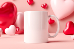 Valentines day Mug mockup|Two Hearts Valentine background Product Image 1