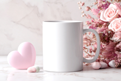 Valentines day Mug mockup|Two Hearts Valentine background Product Image 1