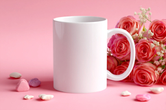 Valentines day Mug mockup|Two Hearts Valentine background Product Image 1