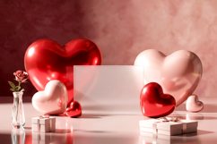 Valentines day Card mockup| Valentine background|Hearts|Card Product Image 1
