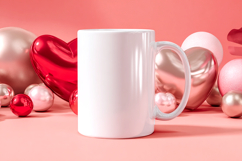 Valentines day Mug mockup|Two Hearts Valentine background Product Image 1
