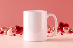 Valentines day Mug mockup|Two Hearts Valentine background Product Image 1