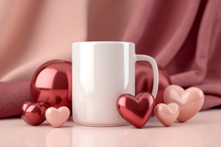 Valentines day Mug mockup|Two Hearts Valentine background Product Image 1