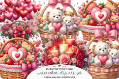 Valentines basket clipart, Valentines basket PNG Product Image 1