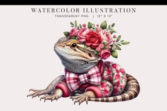 Valentine&#039;s Bearded Dragon Watercolor Clipart PNG Product Image 1