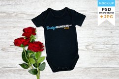 Valentines Day mockup Black bodysuit | Baby bodysuit mockup Product Image 1