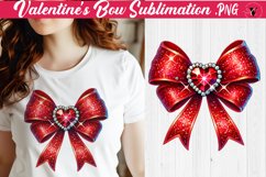 Valentine's Bow sublimation | Valentines day clipart Product Image 1