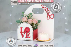 Valentine’s Day Bento Cake and Flower Holder Laser Cut|Gift Product Image 1