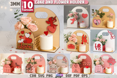 Valentine’s Bento Cake and Flower Holders Laser Cut Bundle Product Image 1