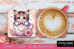 Valentine&#039;s Cat Coaster Design - Square Coaster Sublimation
