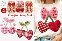 Latch Hook Yarn Cherry Bow Crochet Coquette Valentines Png Product Image 1
