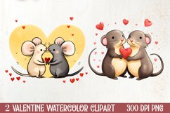 Couple Cat Cup Valentine Clipart, Valentines Clipart Product Image 1