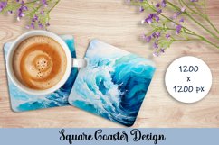 Sea Square Coaster Sublimation. Abstract Coaster Design Product Image 1