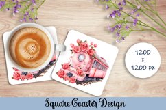 Valentines Day Square Coaster Designs |Valentines Day Train Product Image 1