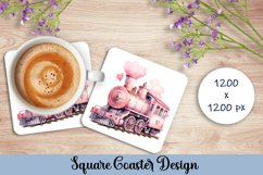 Valentines Day Square Coaster Designs |Valentines Day Train Product Image 1