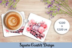 Valentines Day Square Coaster Designs |Valentines Day Train Product Image 1