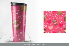 Coffee, Paper Cup, and Hearts, Valentine's Seamless Design Product Image 1