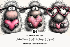 Valentines Cute Sheep Clipart Product Image 1