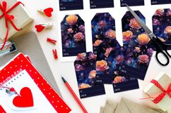Valentine&#039;s Day Cosmic Roses Gift Tags &amp; Sheet, set 2 Product Image 6
