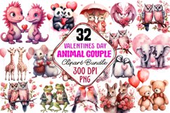 Valentines Day Animal Couple Clipart Bundle, Valentines Day Animal Couple, Valentines Day Animal, Valentine Animals,  Animal Couple Clipart, Animal Couple Sublimation, Valentines Bundle, Valentines Clipart, Valentine Animals Clipart,  Animal Couple waterc