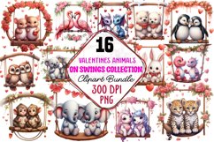 Valentines Day Animals on Swings Clipart, Valentines Day Animals, Valentines Day Animal, Valentine Animals, Valentines Bundle, Valentines Clipart, Valentine Animals Clipart, Valentine Animals Sublimation, Valentine Animals watercolor, Watercolor Valentine