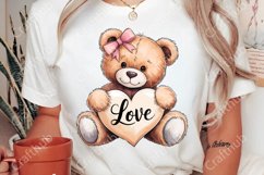 Valentine's Day Bear Clipart Png, Bear With Heart Png Love Product Image 2