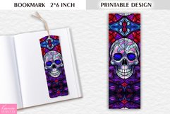 Vintage Stained Glass Skull Bookmark Printable Design Product Image 1