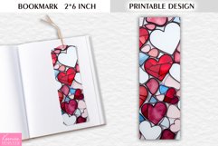 Red and White Stained Glass Hearts|Bookmark Printable Design Product Image 1
