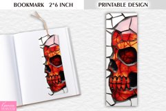Stained Glass Red Skull |Bookmark Printable Design Product Image 1
