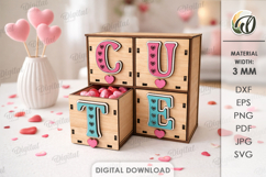 Valentine's Day Box With Drawers Laser Cut.Candy Box SVG Product Image 1