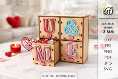 Valentine's Day Box With Drawers Laser Cut.Candy Box SVG Product Image 1