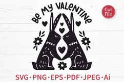 Valentines Day Bunny Couple with Hearts SVG Cut File