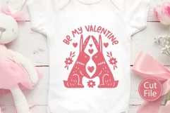 Valentines Day Bunny Couple with Hearts SVG Cut File for Baby Onesie