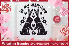 Valentines Day Bunny Couple with Hearts SVG Cut File for Valentine Decorative Poster