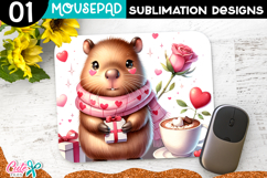 Valentines Day Capybara Mouse pad Sublimation Design