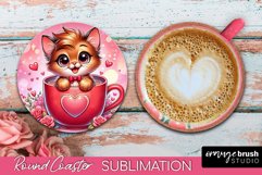 Valentines Day Cat Round Coaster Sublimation Bundle 20 PNG