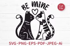 Valentines Day Cats Couple with Heart SVG Cut File