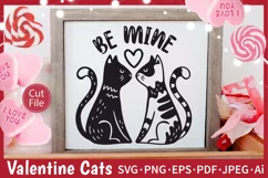 Valentines Day Cats Couple with Heart SVG Cut File for Valentines Poster