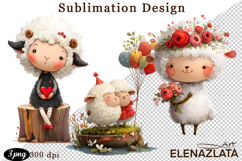 Valentines Day clipart|Cute lamb, animals clipart Product Image 1
