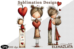 Valentines Heart and angel Clipart. Love png Product Image 1